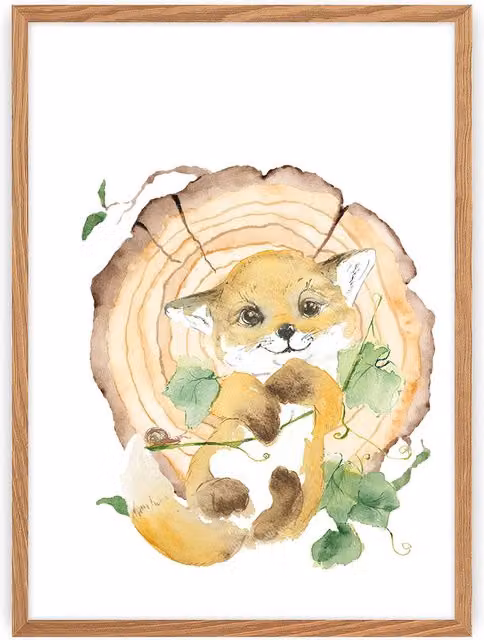 Obrazek Forest Foxy Yellowtipi z motywem jesiennych zwierząt w kolorach pomarańczowym i wielokolorowym