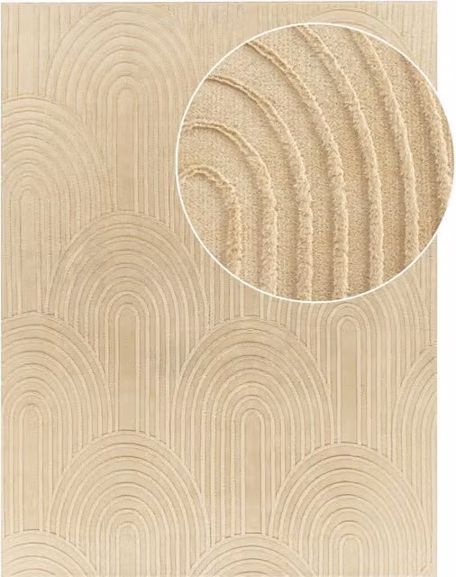 Dywanik futrzany Lelystar beżowy w stylu boho o wymiarach 160 x 220 cm