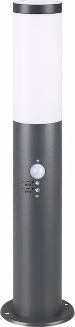 Lampa ogrodowa słupkowa monzana® z czujnikiem ruchu, kolor szary i srebrny, wykonana ze stali nierdzewnej, tworzywa i metalu, klasa ochrony IP44, żarówka E27