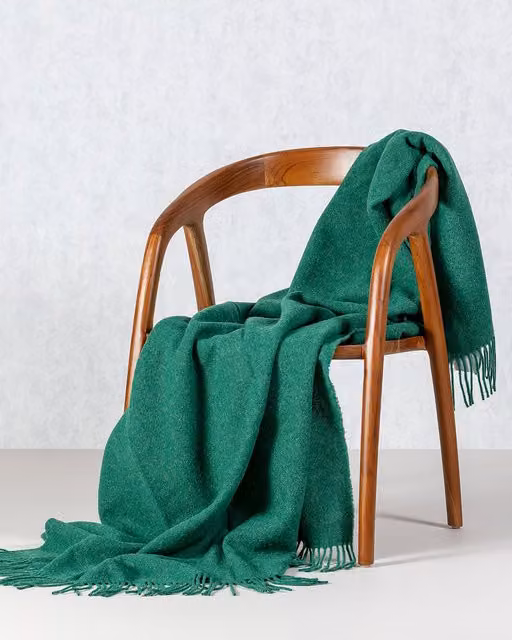 Dywan wełniany Yellowtipi Pled Zelandia melange deep green W x S: 140 x 200 cm