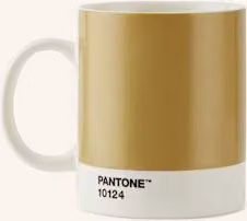 Kubek z uchem Pantone wykonany z porcelany bone china w kolorze gold, bezpieczny dla zmywarki i mikrofalówki