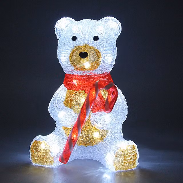 Świąteczna figurka LED Deuba Miś Siedzący, wielokolorowa, akrylowa, W: 30 cm, S: 25 cm, G: 17,5 cm