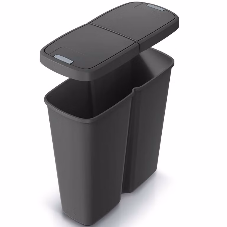 Kosz na śmieci KEDEN Duo szary/żółty z systemem touch, pojemność 50 l, W x S x G: 57 x 25 x 55 cm
