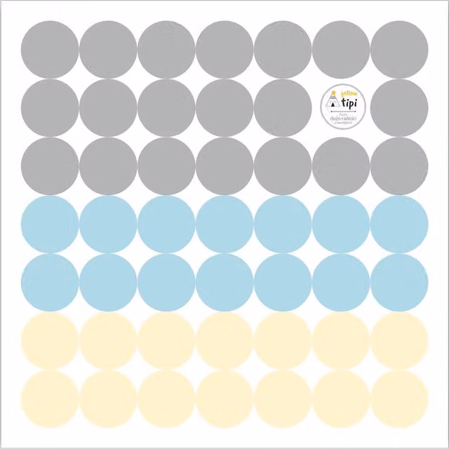 Zestaw naklejek samoprzylepnych Yellowtipi Mini Dots w kolorach niebieskim, szarym, beżowym i wielokolorowym o wzorze kropek