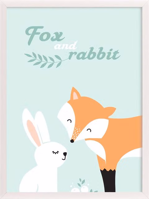 Obrazek Forest Friends fox&rabbit Yellowtipi, wielokolorowy, W x S: 40 x 30 cm