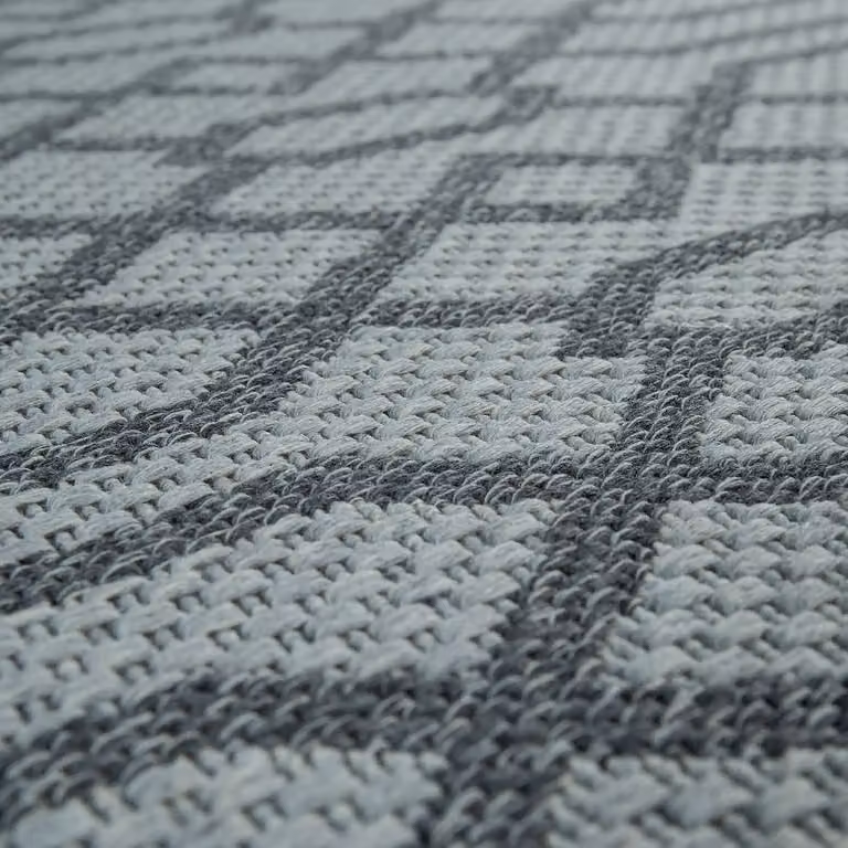Dywan Vera szary i beżowy o wzorze geometrycznym, bawełniany, prostokątny, W x S: 80 x 150 cm