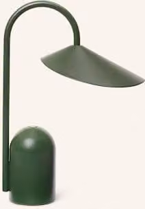 Lampa stołowa Ferm Living Arum w kolorze zielonym, akumulatorowa LED z regulacją jasności i sterowaniem dotykowym, wykonana z aluminium