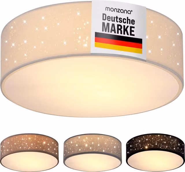 Lampa sufitowa MONZANA biała materiałowa o średnicy 38 cm z efektem gwieździstego nieba
