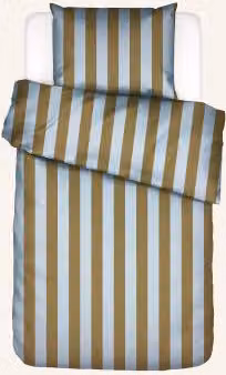 Pościel Essenza Minte Stripe w kolorze zielono-niebieskim, bawełniany satyna makó, zestaw z poszewką 80x80 cm