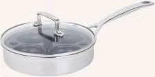 Patelnia Sauté Le Creuset 3-Ply ze szklaną pokrywką i wkładem do jajek w koszulkach, kolor srebrny i czarny