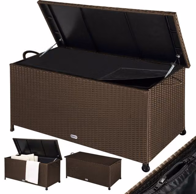 Skrzynia ogrodowa Casaria Brązowa Technorattan W x S x G: 117 x 53 x 60 cm