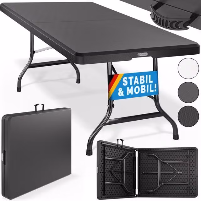Składany stół bufetowy Casaria® antracytowy prostokątny plastikowy W x S x G: 76 x 183 x 76 cm