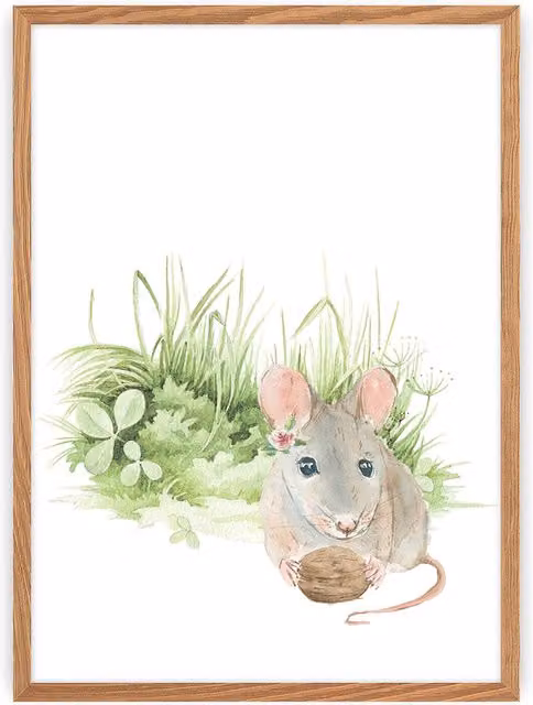Obrazek Forest Story Mouse Yellowtipi w kolorach zielonym i wielokolorowym z motywem zwierząt i natury