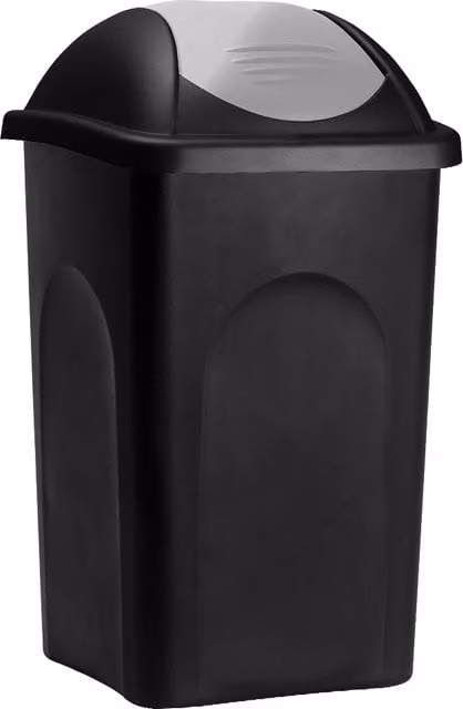 Kosz na śmieci Stefanplast Swing z filtrem zapachów, kolor czarno-srebrny, plastikowy